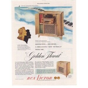 Vintage Original RCA Victor Magazine Advertisement 1950s Color Radio Phonograph